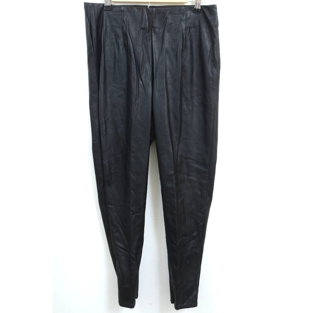 Roaman's Plus Size 14W‎ Faux Leather Zipper Leggings Pull-On Skinny Pants